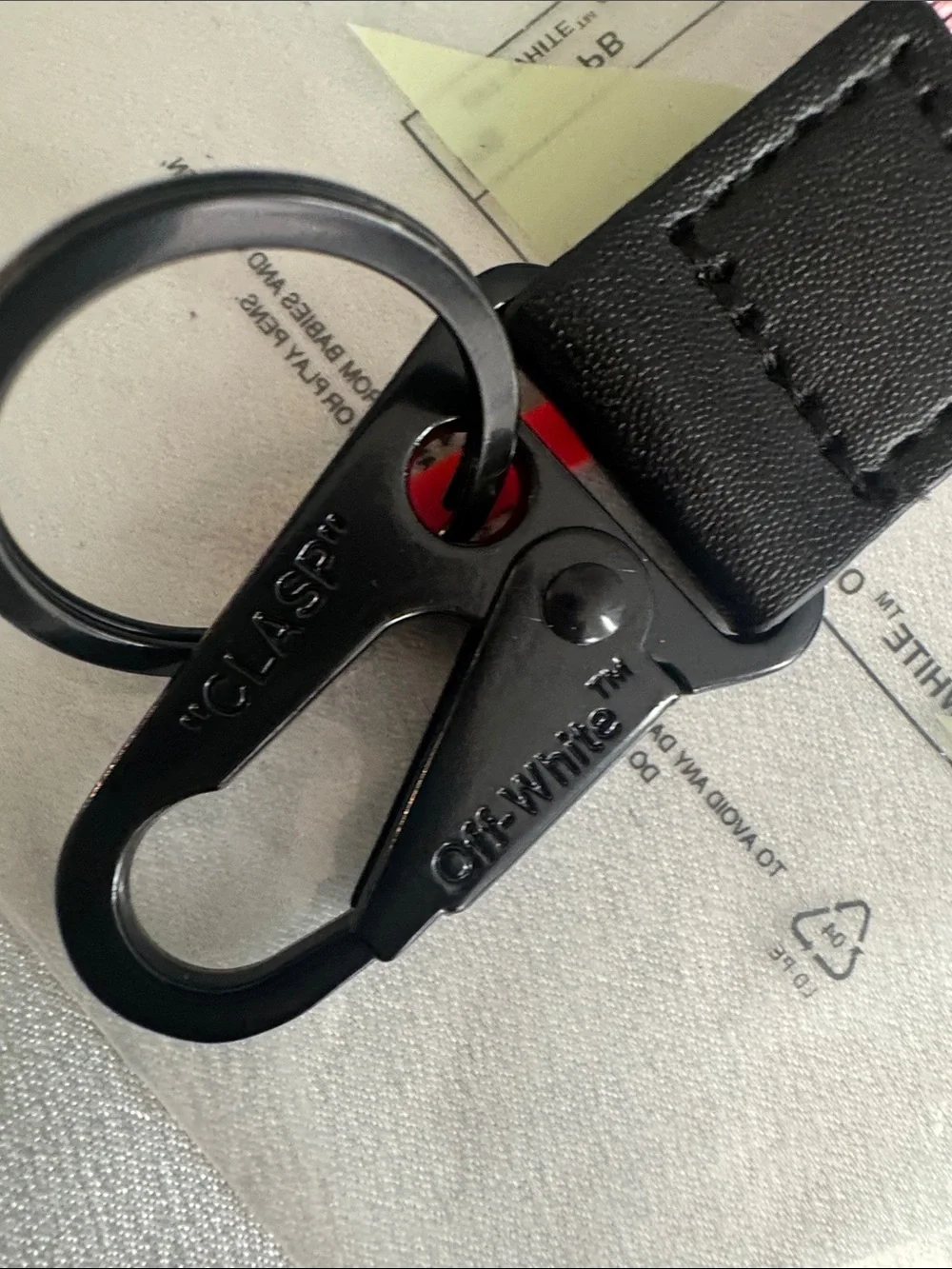 New! Off-White Pink Graphic Strap Key & Card Holder